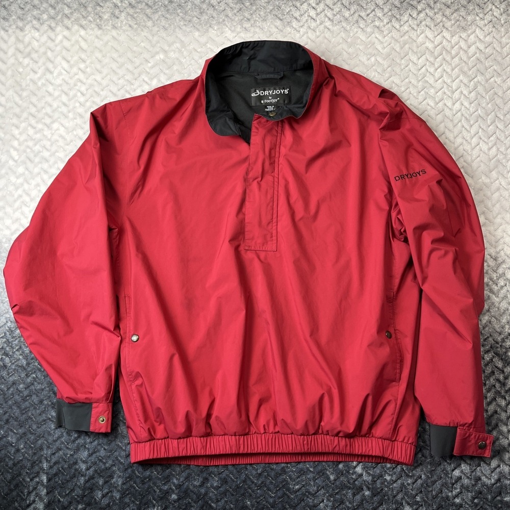 Dryjoys By Footjoy Mens Large 1/2 Zip Waterproof Rain Jacket Pullover Red